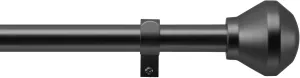 DKNY Conrad Curtain Rod for Windows 36 to 66 inches, Adjustable Length 1 inch Diameter Metal Curtain Rod with Finials, 36” – 66”, Black