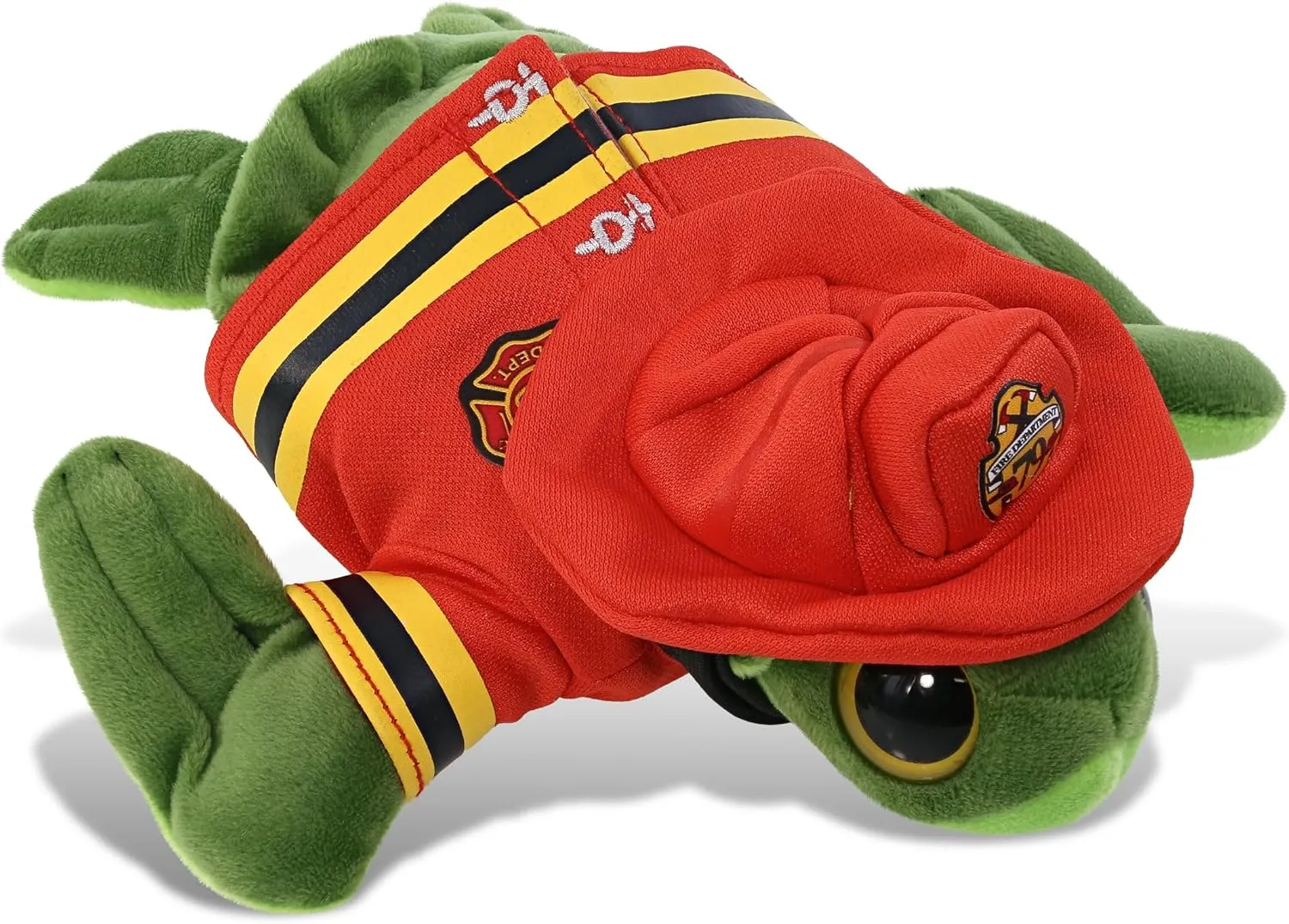 DolliBu Big Eye Sea Turtle Firefighter Stuffed Animal with Name Personalization - Super Soft Turtle with Red Fireman Costume Outfit and Fireman Hat, Fire Fighter Doll Plush Toy for Kids - 8 Inch