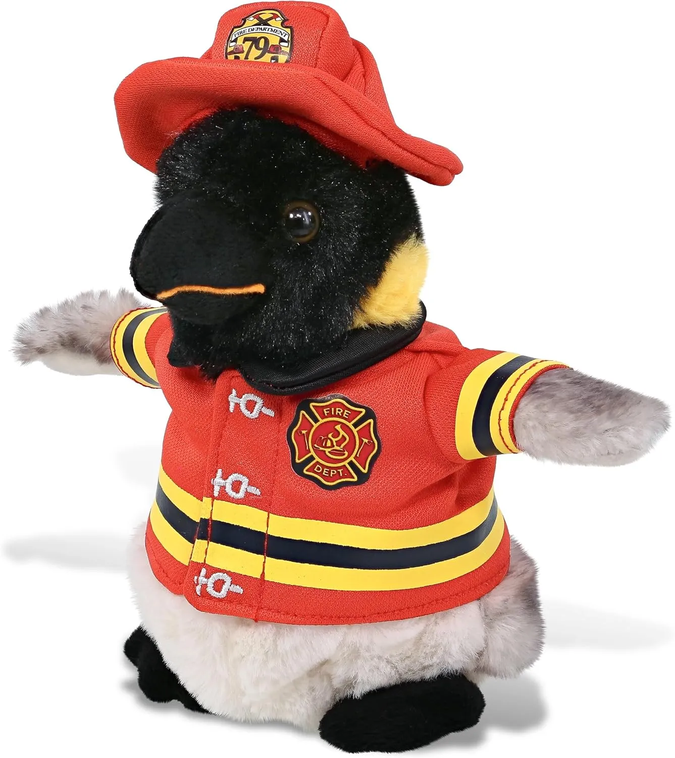 DolliBu Wild Penguin Firefighter Stuffed Animal with Name Personalization - Super Soft Penguin Plush with Red Fireman Costume Outfit and Fireman Hat, Fire Fighter Doll Plush Toy for Kids - 7 Inch