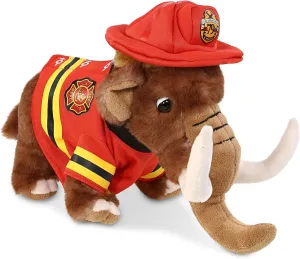 DolliBu Wooly Mammoth Firefighter Stuffed Animal with Name Personalization - Super Soft Mammoth with Red Fireman Costume Outfit and Fireman Hat, Cute Fire Fighter Doll Plush Toy for Kids - 9 Inch