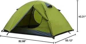 Dome Camping-Tents Windproof Family Tent Ventilated Mesh Windows Portable Waterproof Tents for Camping Hiking Outdoor Activities Green