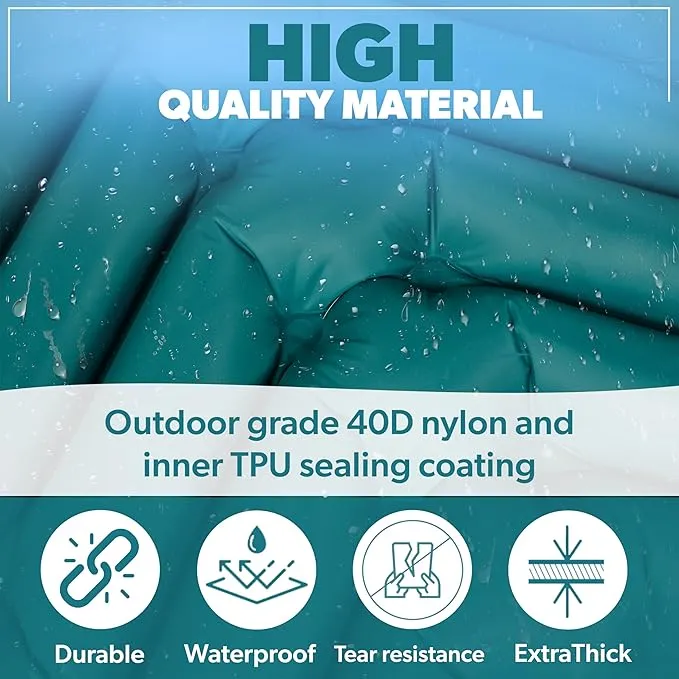 Double Inflatable Camping Sleeping pad, Thick 4 inch Ultralight Sleeping mat with Pillow, Sleeping pad with Built-in Foot Pump for Camping, Backpacking, Hiking, Traveling.