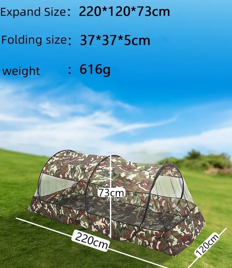 Double People Portable Instant Unfolded Mosquito Proof Tent, Camouflage Camping/Hiking Tent Without Installation, Lightweight Bottom Waterproof Design, Suitable for Outdoor Travel and Backpacks ﻿