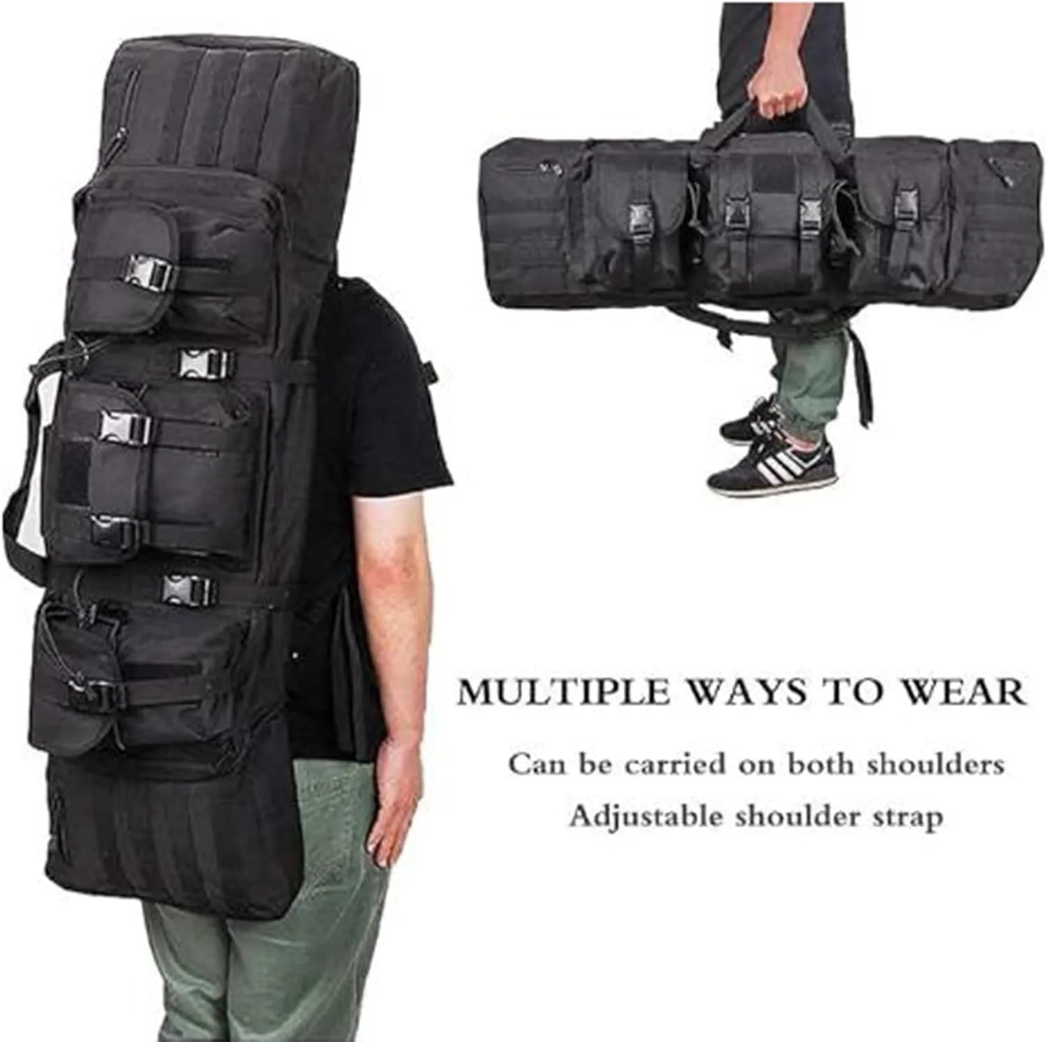 Double Rifle Case Soft Bag 37" 42" 47'' 55”Gun Case Tactical for Rifle, Lockable Zippers, and Shoulder Sling for Outdoor Hunting Shooting, Gun Case Storage & Transportation