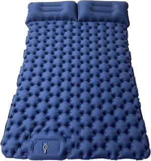Double Sleeping Pad for Camping, Camping Sleeping Pad 2 Person with Pillow Built-in Foot Pump, Self Inflatable Portable Camping Mat, Lightweight Camping Mattress Pad for Backpacking, Tent, Hiking