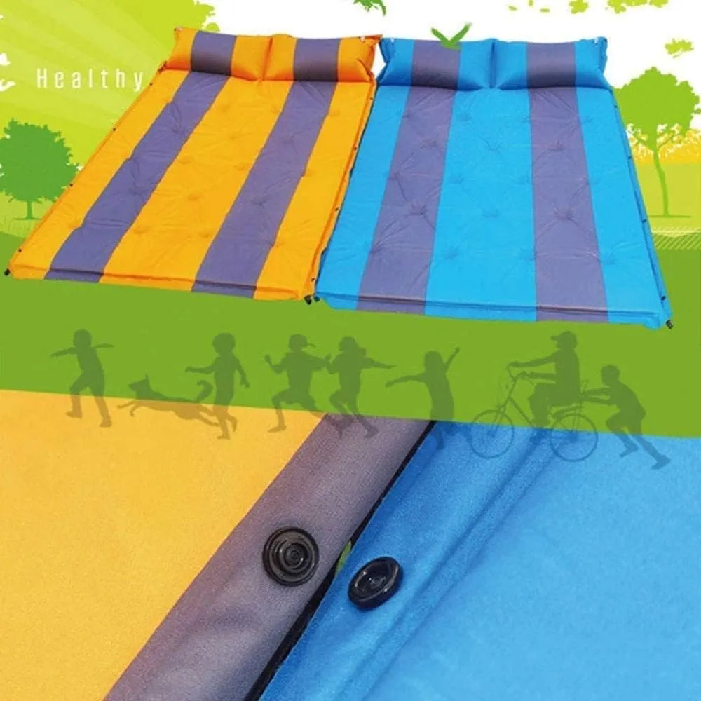 Double Sleeping Pad, Inflatable Sleeping Pad with Pillows Comfortable Asleep Pad Moisture-Proof Camping Pad, Perfect for Hiking & Backpacking (Color : Orange)