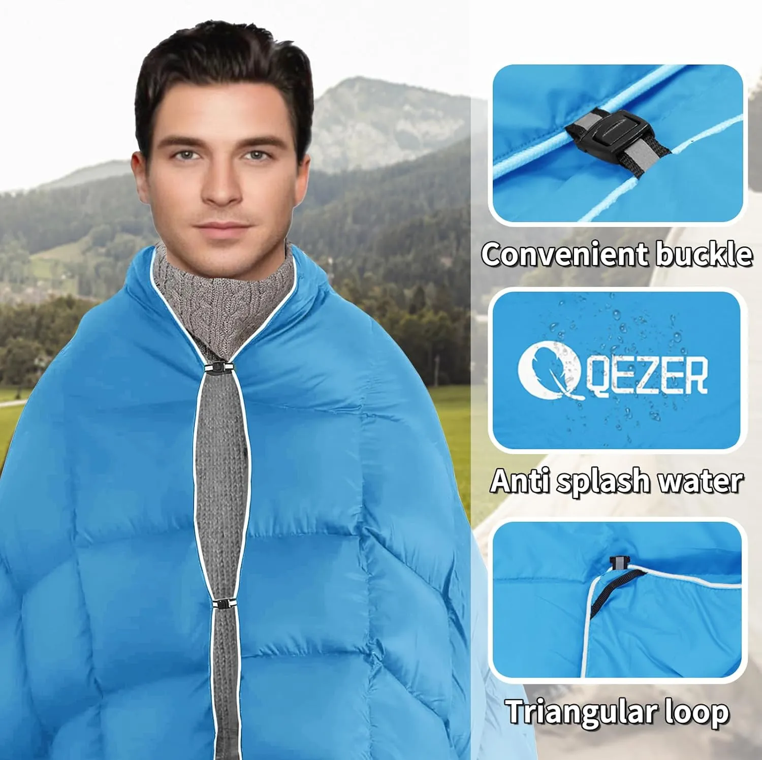 Down Camping Blanket Packable,600 Fill Power，Multi-Purpose Warm Camping Quilt for Outdoor Camping, Backpacking, and Hiking, 73x53 inches.