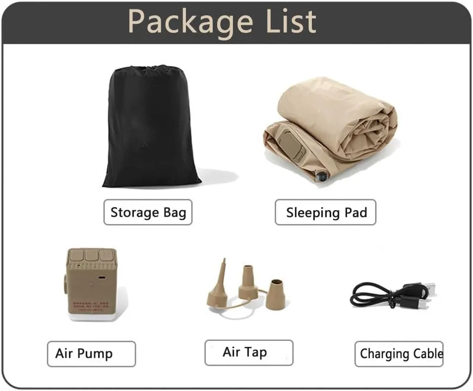 Durable Sleeping Mattress for Camping, Hiking, Backpacking and Home, Ultralight Camping Sleeping Pad, 2 Person Camping Mat, with Built-in Ultra Long Standby Night Light (Khaki, Twin)