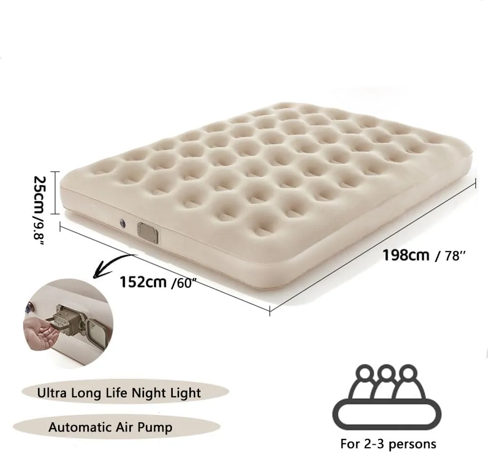 Durable Sleeping Mattress for Camping, Hiking, Backpacking and Home, Ultralight Camping Sleeping Pad, 2 Person Camping Mat, with Built-in Ultra Long Standby Night Light (Khaki, Twin)