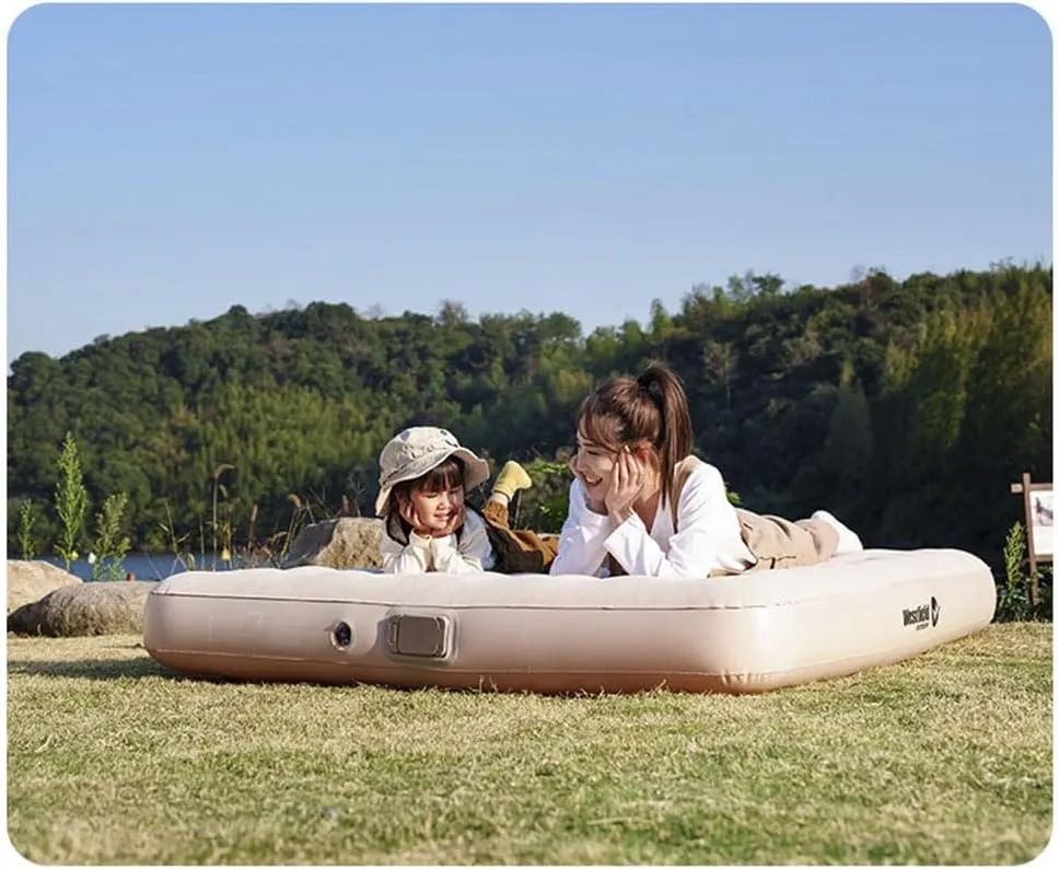 Durable Sleeping Mattress for Camping, Hiking, Backpacking and Home, Ultralight Camping Sleeping Pad, 2 Person Camping Mat, with Built-in Ultra Long Standby Night Light (Khaki, Twin)