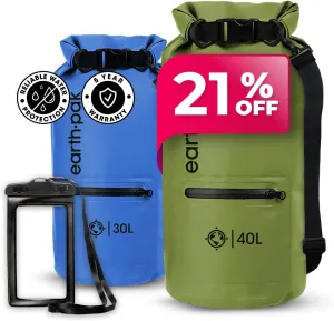 Earth Pak Waterproof Dry Bag - 40L with Zippered Pocket & Phone Case - Unisex Outdoor Dry Bag Backpack for Boating, Camping, Fishing, Beach & Kayak Accessories