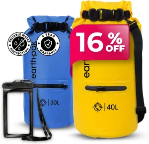 Earth Pak Waterproof Dry Bag with Zippered Pocket - Waterproof Dry Bag Backpack Keeps Gear Dry for Boating, Camping, Fishing, Beach Drybag, Kayak Accessories - Dry Bags Waterproof with Phone Case