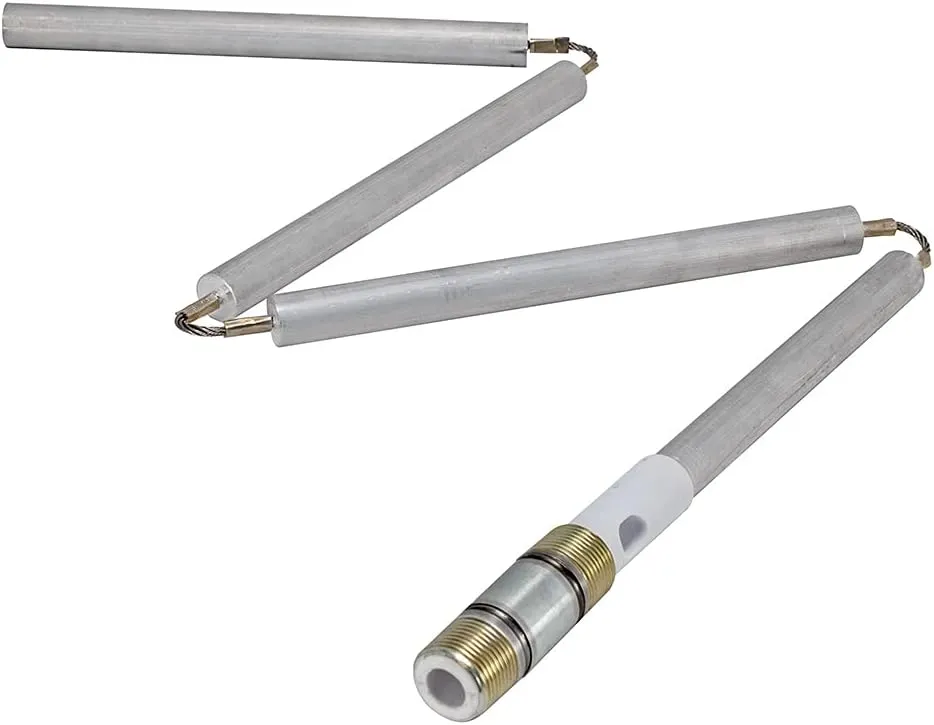 Eastman 42 Inch Flexible Magnesium Anode Rod, 3 Inch Nipple Fitting, Chrome, 60286