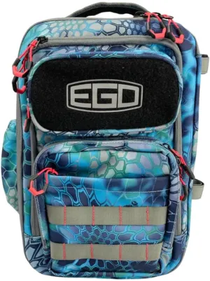 EGO Kryptek Tactical Tackle Box Backpack, Durable Fishing Tool Bag, 1000D Nylon Fabric with PVC Back, Water-Resistant, Multiple Storage Pockets, Laser-Cut Molle Loops, Includes 4 Tackle Trays