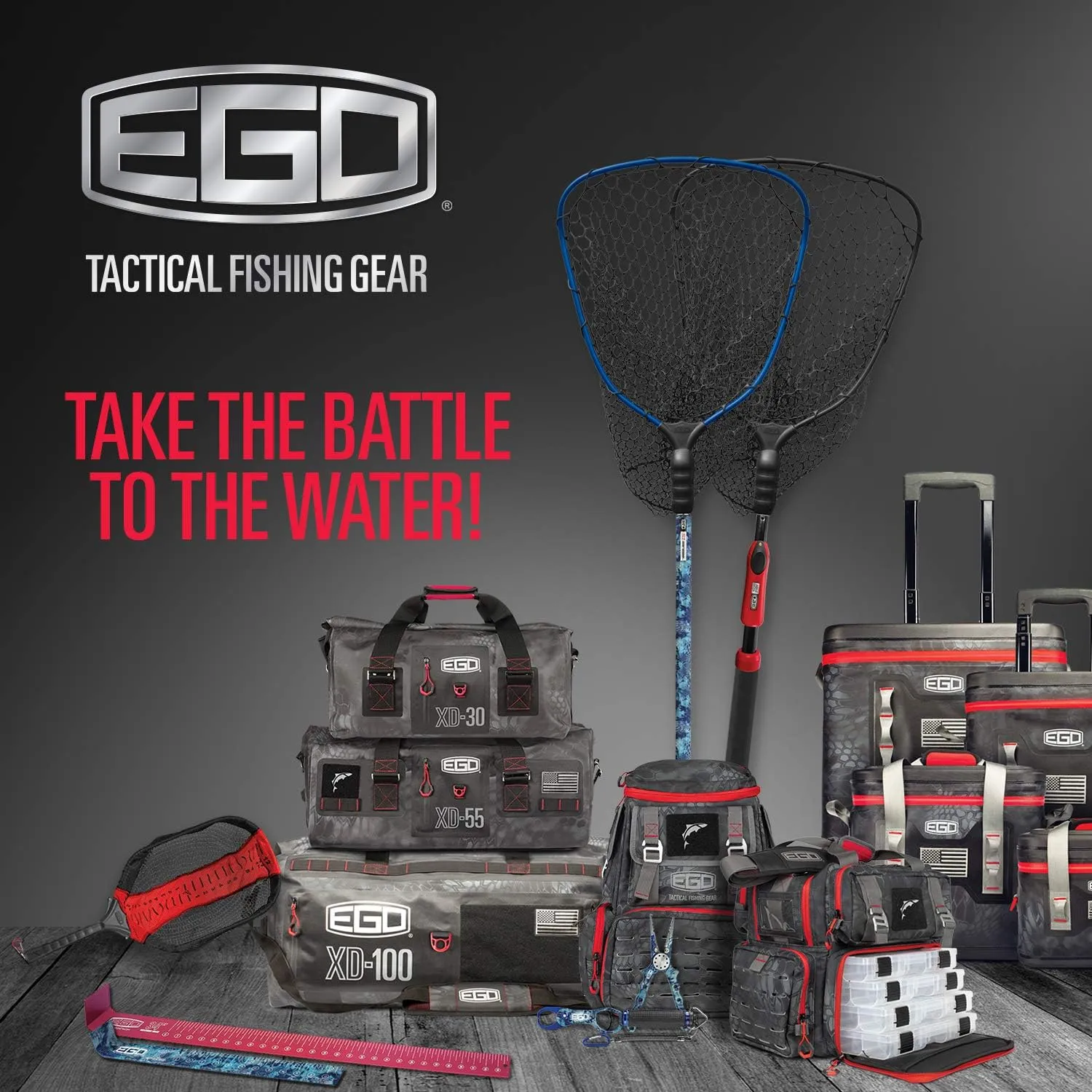 EGO Kryptek Tactical Tackle Box Backpack, Durable Fishing Tool Bag, 1000D Nylon Fabric with PVC Back, Water-Resistant, Multiple Storage Pockets, Laser-Cut Molle Loops, Includes 4 Tackle Trays