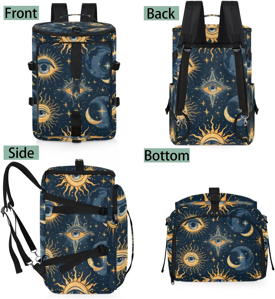 Ehnic Eyes Travel Backpack Carry On Flight Approved for Women Men, 18.9 Inch Large Abstract Moon Airline Approved Luggage Weekender Backpacks