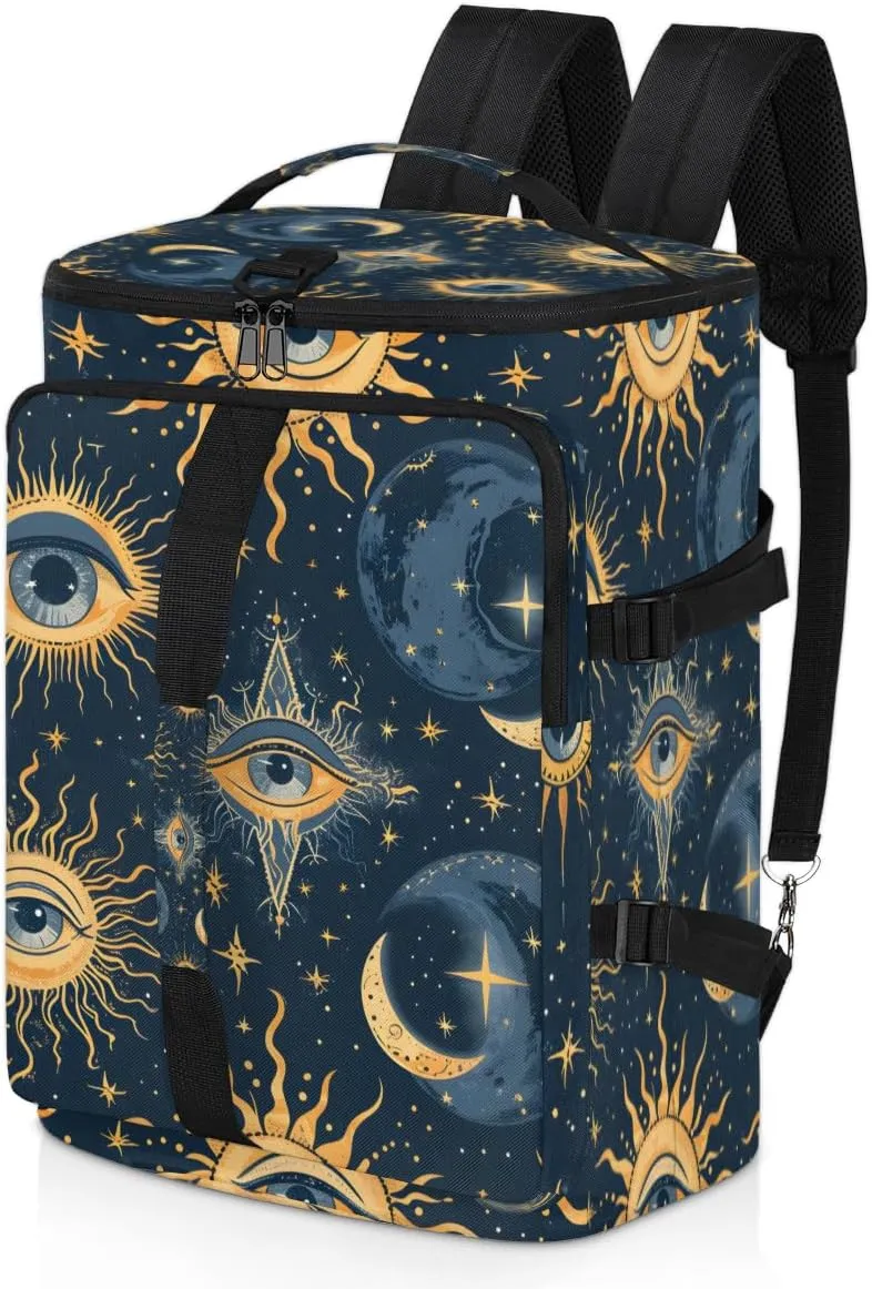 Ehnic Eyes Travel Backpack Carry On Flight Approved for Women Men, 18.9 Inch Large Abstract Moon Airline Approved Luggage Weekender Backpacks