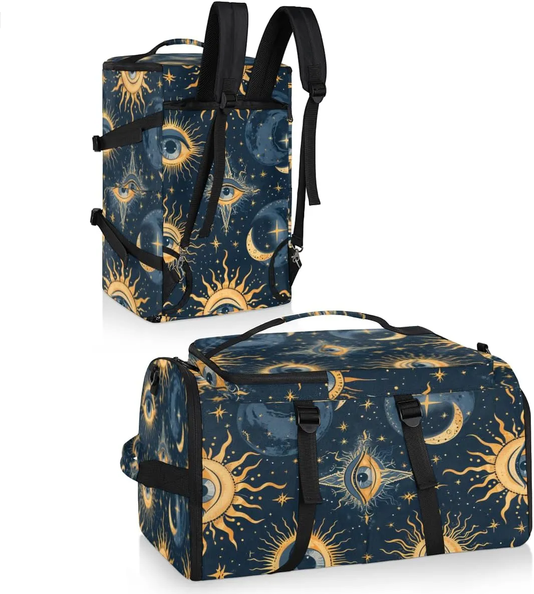 Ehnic Eyes Travel Backpack Carry On Flight Approved for Women Men, 18.9 Inch Large Abstract Moon Airline Approved Luggage Weekender Backpacks