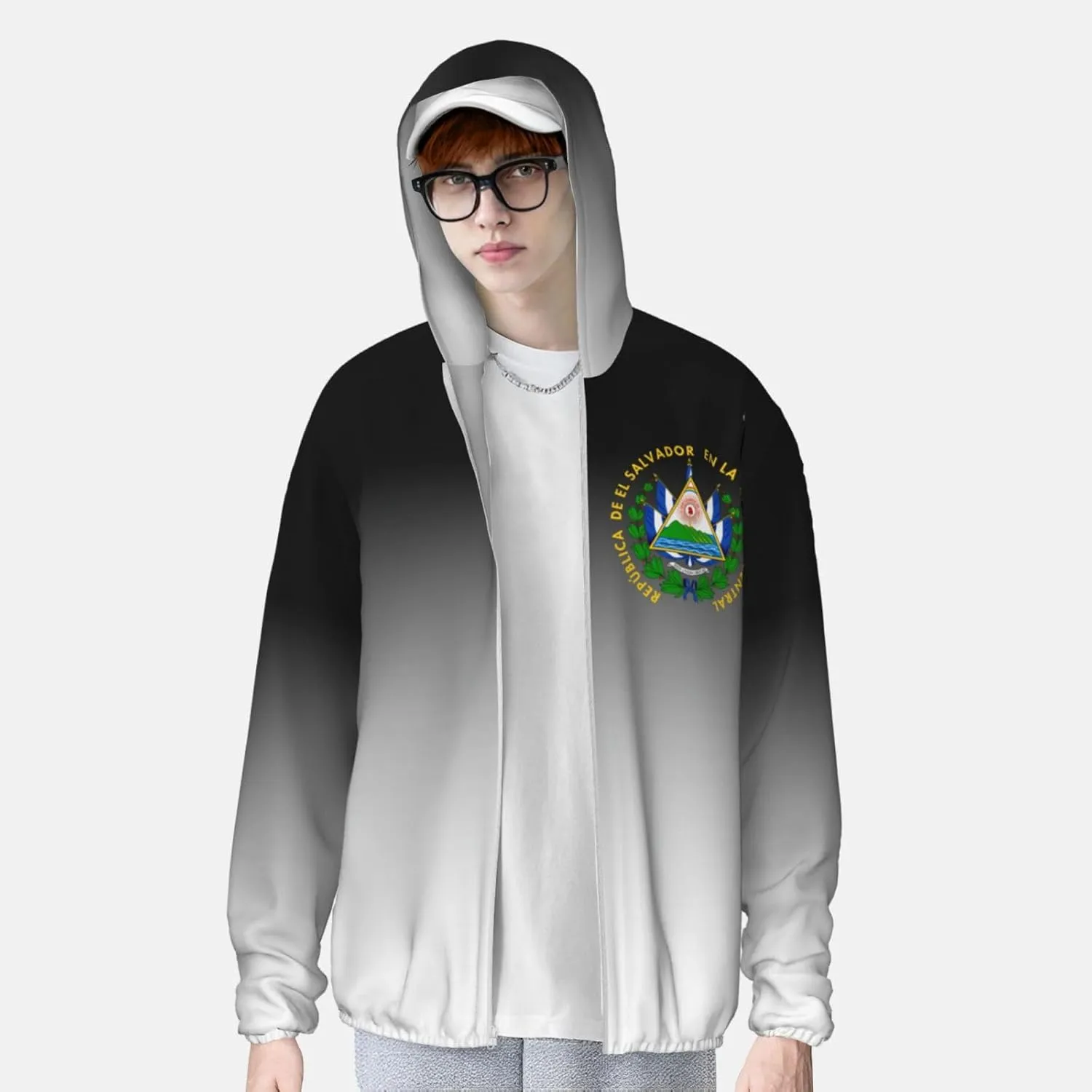 El Salvador Coat of Arms Men's Sun Protection Shirts with Zipper SPF Uv Shirt for Fishing Running Hiking,