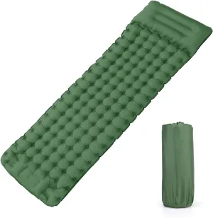 ele ELEOPTION Outdoor Inflatable Sleeping Camping Mattress, Waterproof Ultralight Portable Air Single Bed with Cruved Pillow for Outdoor, Sport, Hiking, Backpacking, Traveling (Green)