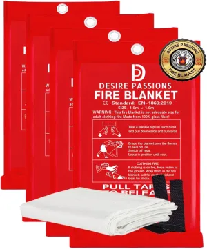 “Emergency Fire Blanket - Fire Suppression Blanket for Home, Kitchen, Garage, Camping, School & Office -Flame Retardant -40”x40” for Quick Smothering & Fire Safety (Pack of 4)