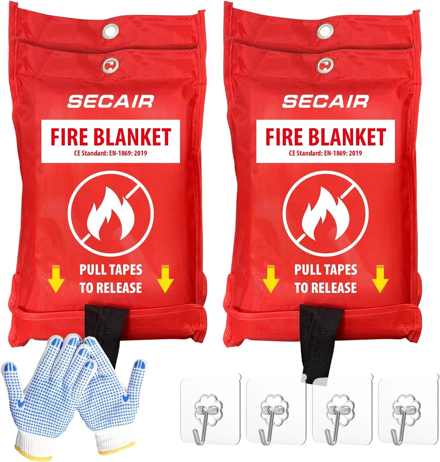 Emergency Fire Blanket for Home and Kitchen Fiberglass Fire Suppression Blanket Great for School Warehouse Camping Car Office Grill (4 Pack, 40 in X 40 in)