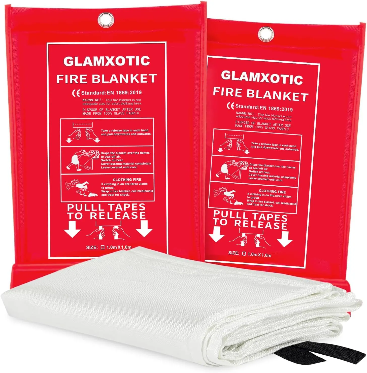 Emergency Fire Blanket for Home – Pack of 2, 60 x 60 Fire Suppression Blanket for Kitchen, Fire Extinguisher Blanket Ideal for Home, Kitchen, RV, Office with Pure Fiberglass Material
