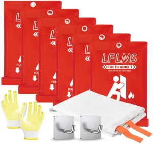 Emergency Fire Blankets - 6 Pack, 40' x 40' Fire Suppression Blanket for Home, Kitchen, Office, School, Camping, Grill, Car, Warehouse