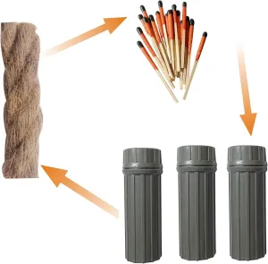 Emergency Fire Starter | Windproof & Waterproof Storm Matches with Waterproof Case & Wax Rope | Survival Gear for Camping, Hiking, Bushcraft, Hunting, Fishing, Outdoor, Power Outages, Bug Out Bag