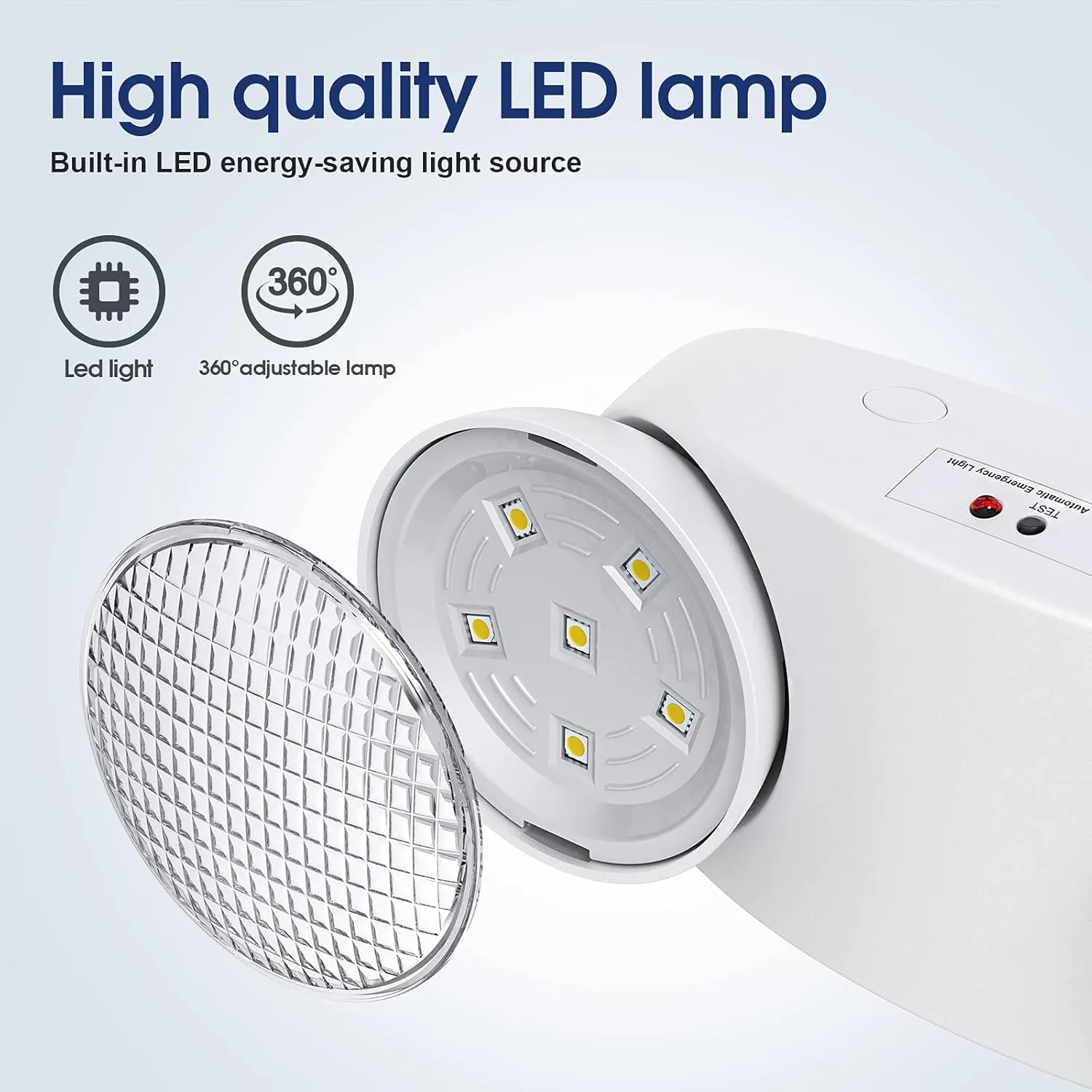 Emergency Light with Battery Backup, Commercial Hardwired Exit Lighting Fixtures, Two Adjustable Head Bug Eye LED Emergency Lighting, AC 120-277V, UL Certified (6 Pack)
