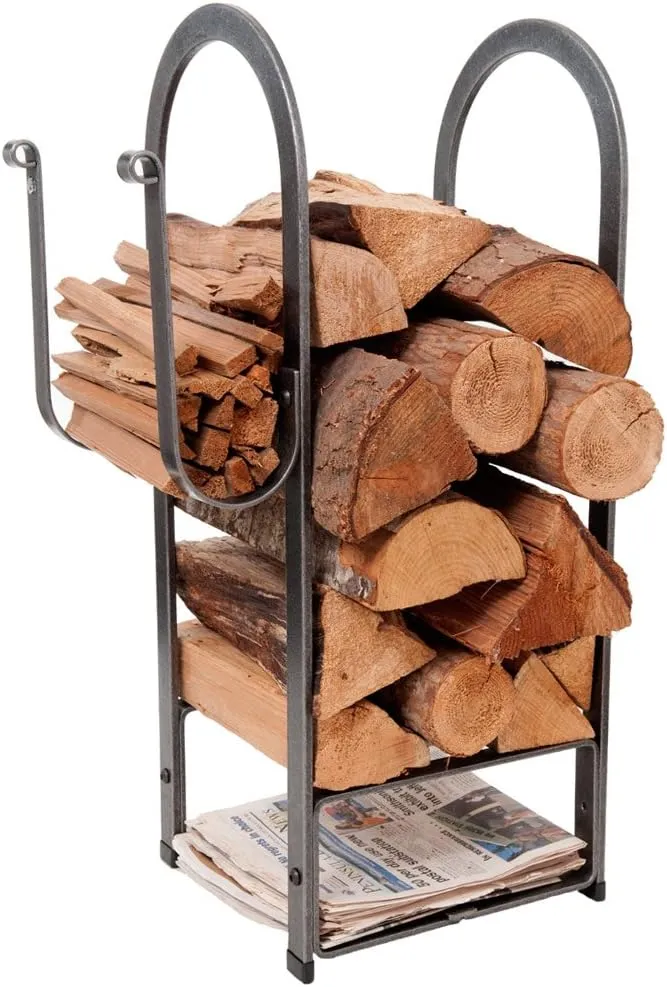 Enclume Fire Center Log Rack, Hammered Steel