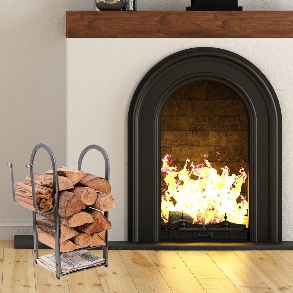Enclume Fire Center Log Rack, Hammered Steel