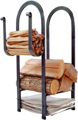 Enclume Fire Center Log Rack, Hammered Steel