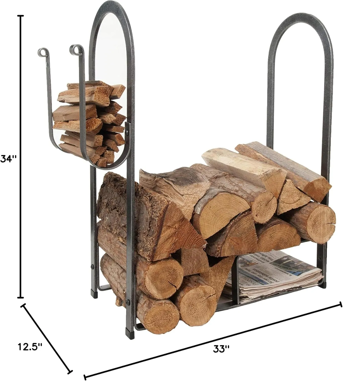 Enclume Large Fire Center Log Rack, Hammered Steel