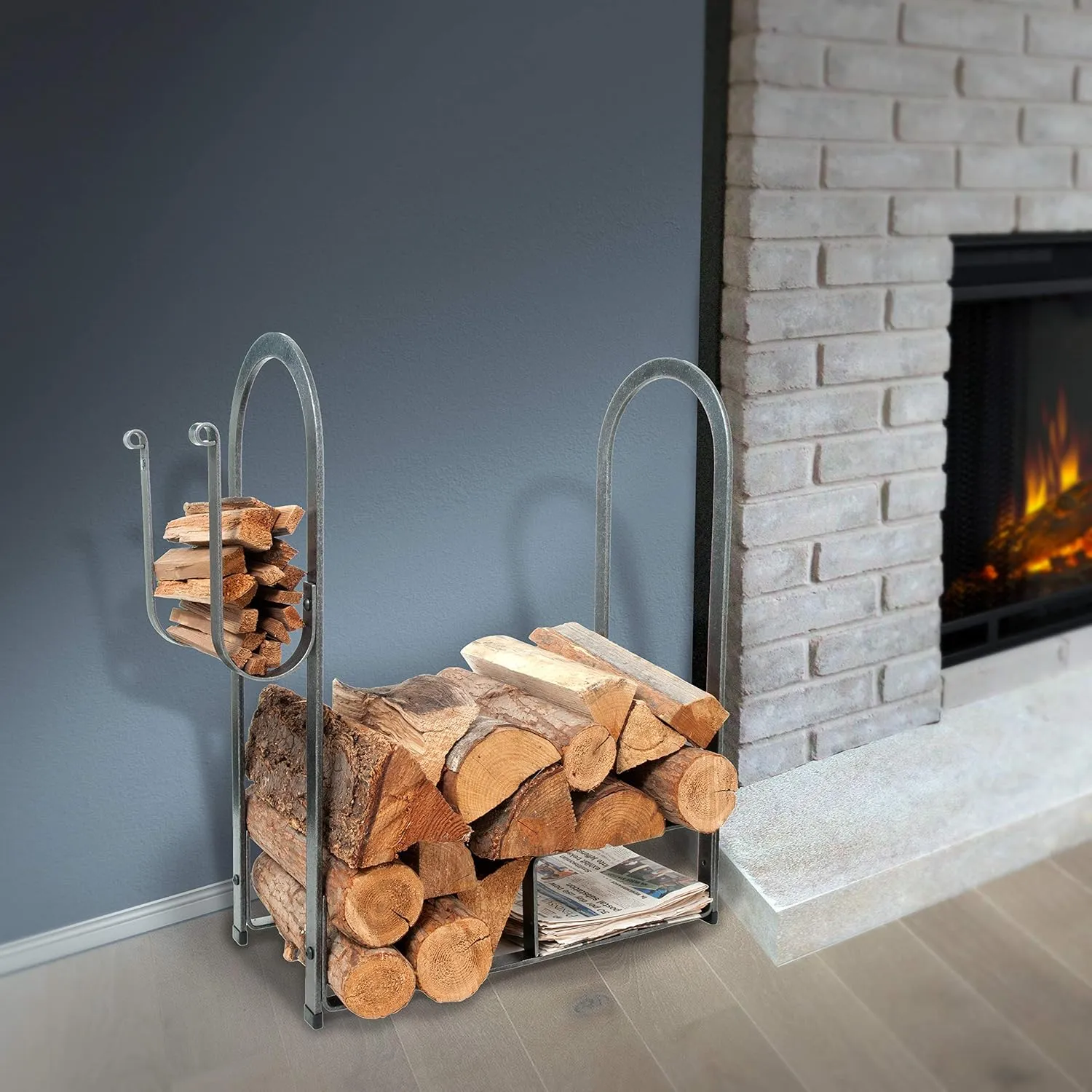 Enclume Large Fire Center Log Rack, Hammered Steel