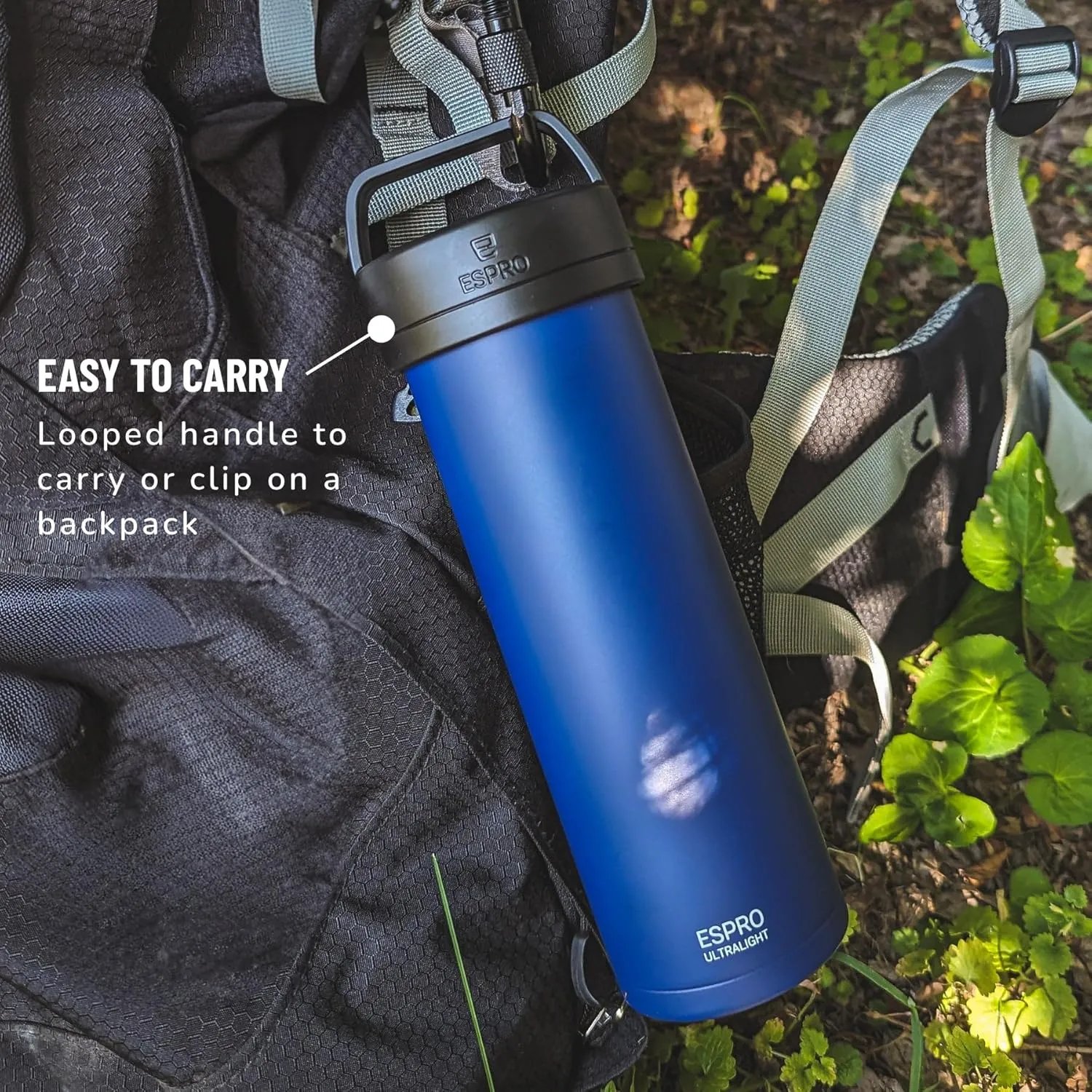 ESPRO P0 Ultralight French Press Coffee Maker for Travel, Vacuum Insulated Stainless Steel, 16 Ounces, Aegean Blue