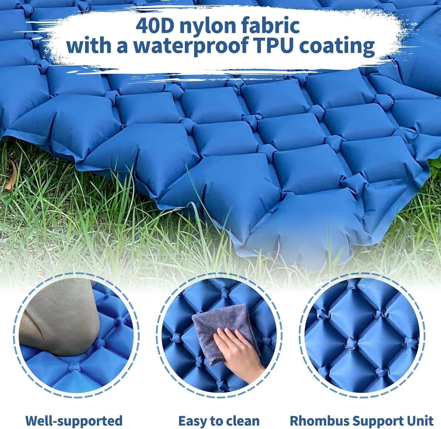 EULANT Single Sleeping Pad for Camping with Built-in Pillows & Foot Pump,Ultralight & Portable Self Inflating Air Mat for Camping Backpacking Hiking Tent