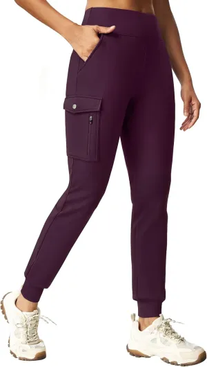 Ewedoos Fleece Lined Joggers Women Water Resistant Thermal Sweatpants High Waisted Hiking Cargo Pants with Pockets