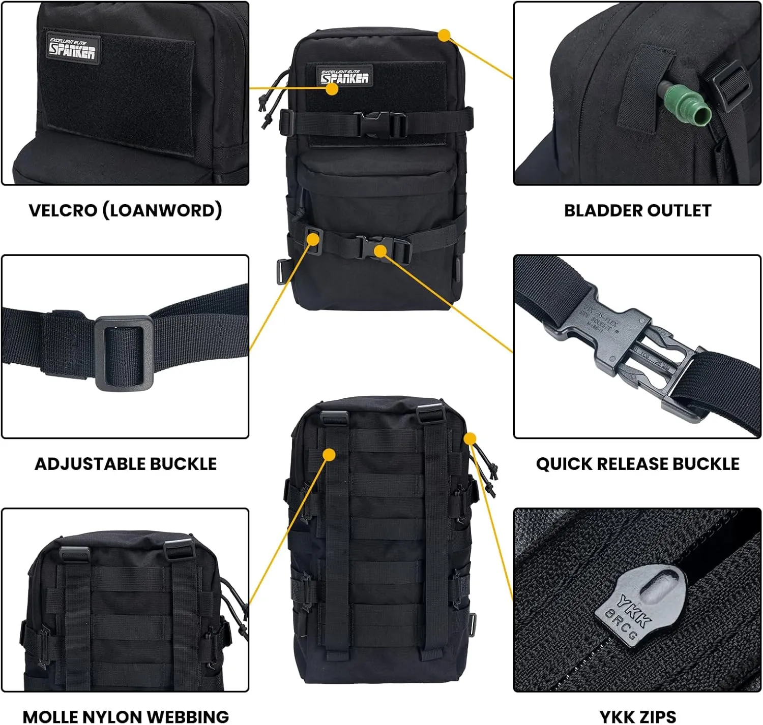 EXCELLENT ELITE SPANKER Tactical MOLLE Hydration Backpack Water Bladder Carrier Pack for Tactical Vest Backpack Plate Carrier