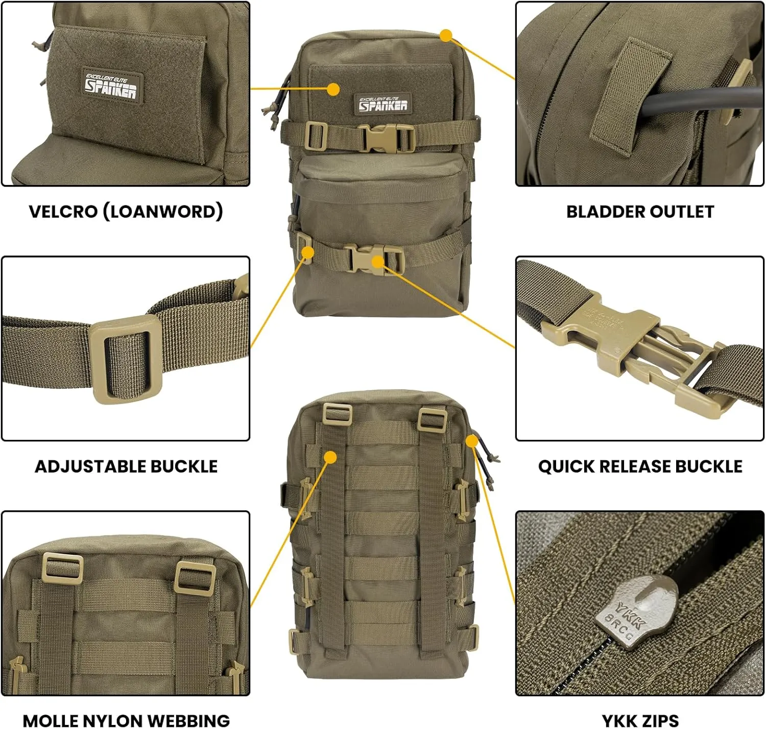 EXCELLENT ELITE SPANKER Tactical MOLLE Hydration Backpack Water Bladder Carrier Pack for Tactical Vest Backpack Plate Carrier