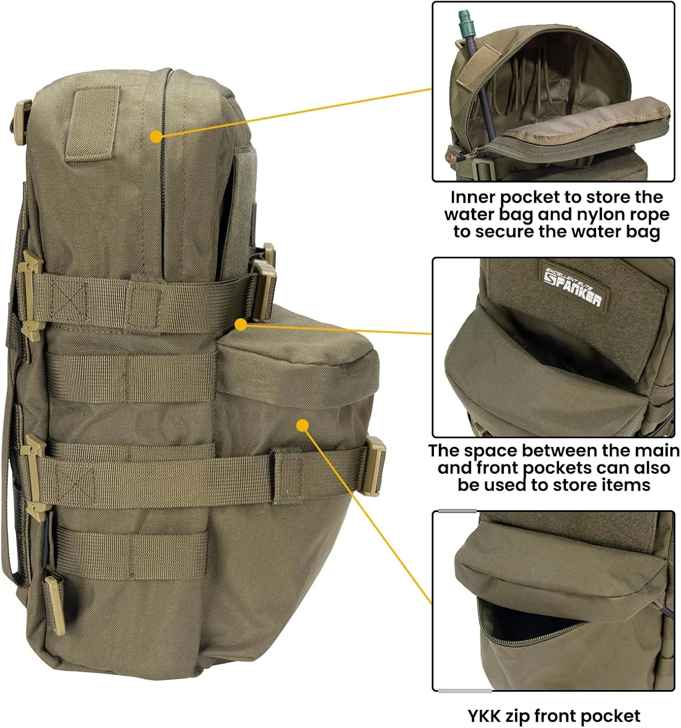 EXCELLENT ELITE SPANKER Tactical MOLLE Hydration Backpack Water Bladder Carrier Pack for Tactical Vest Backpack Plate Carrier