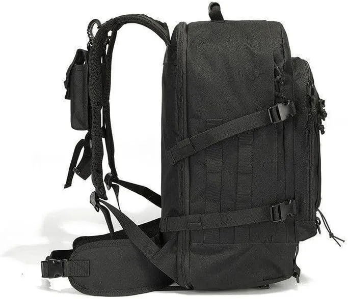 Extra Large 60L Tactical Backpack for Men Women Outdoor Water Resistant Hiking Travel Laptop Bag(BK)