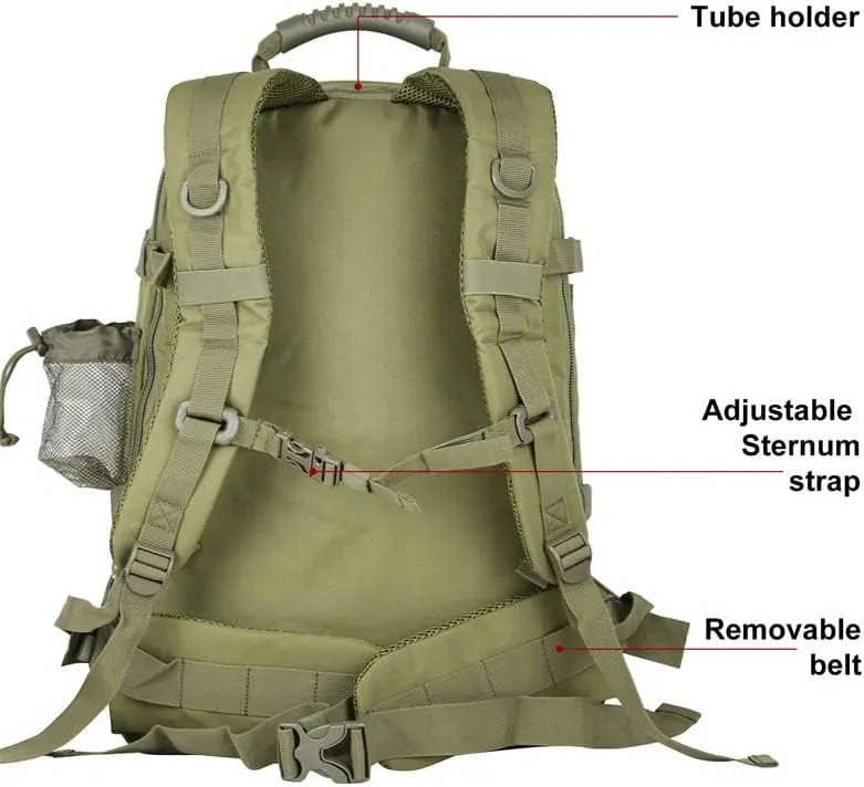 Extra Large 60L Tactical Backpack for Men Women Outdoor Water Resistant Hiking Travel Laptop Bag(BK)