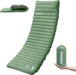 Extra Thick 4 Inch Camping Sleeping Pad, Splicable Ultralight Sleeping Pad with Pillow, Built-in Foot Pump, Lightweight Sleeping Mat for Camping Backpacking, Hiking, Tent (Green)