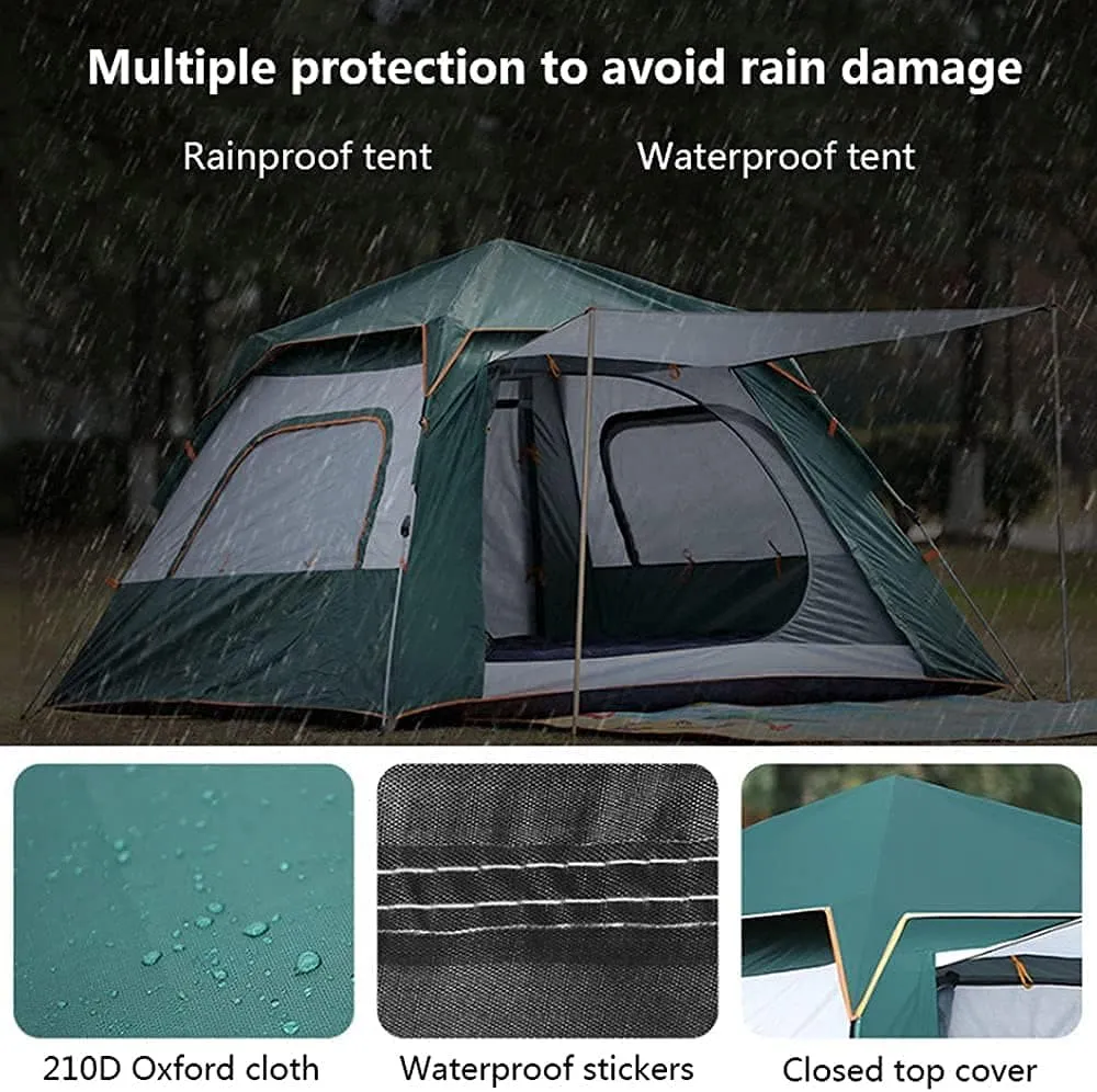 Family Camping Tent, Automatic Rainproof Outdoor Pop-Up, Full Head Height, Ultra-Light Backpack,215 * 215 * 155Cm