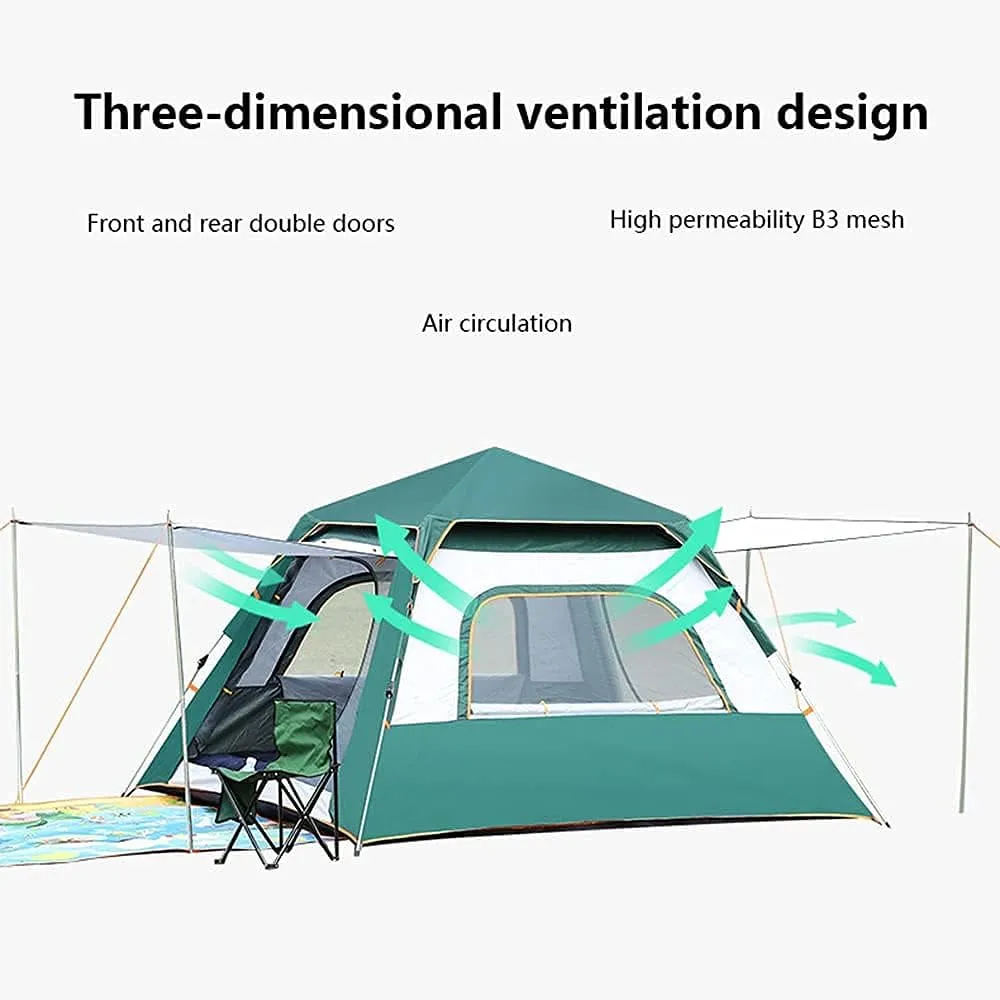 Family Camping Tent, Automatic Rainproof Outdoor Pop-Up, Full Head Height, Ultra-Light Backpack,215 * 215 * 155Cm