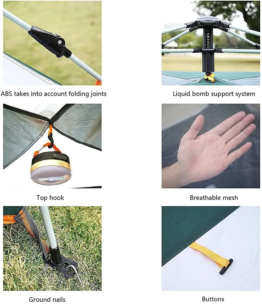 Family Camping Tent, Automatic Rainproof Outdoor Pop-Up, Full Head Height, Ultra-Light Backpack,215 * 215 * 155Cm