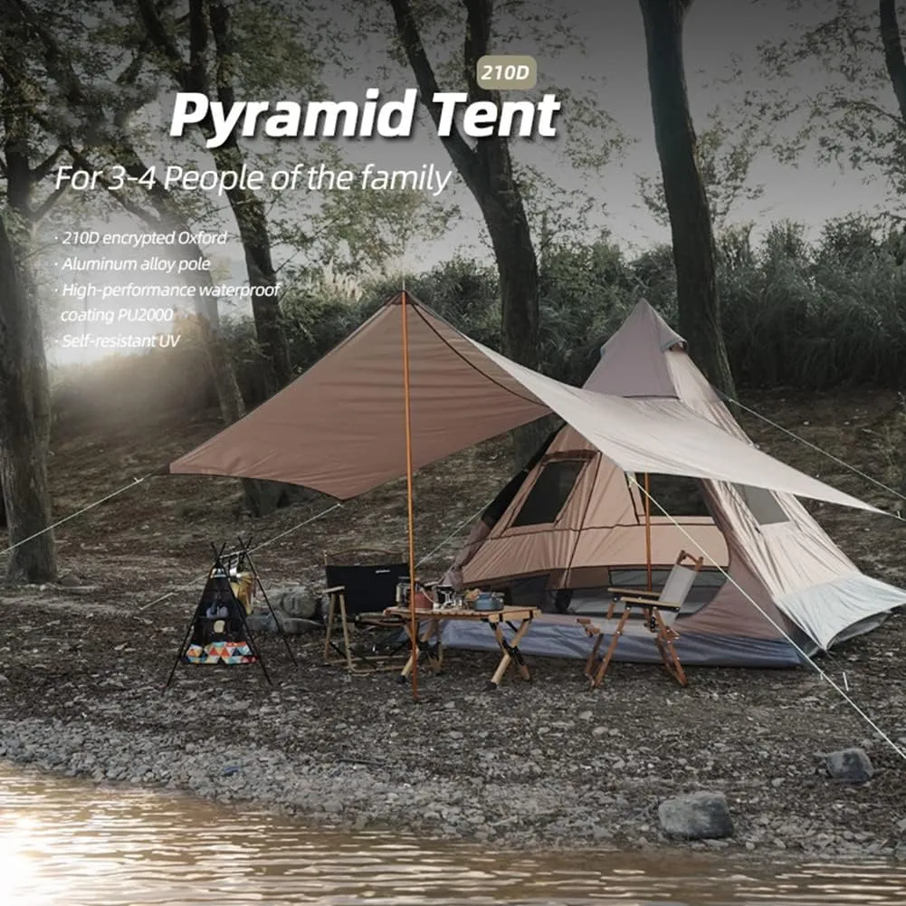 Family Pyramid Tent Teepee Pyramid Tent Teepee Tent Indian Adult for 3-4 People Festival Party Tent Teepee