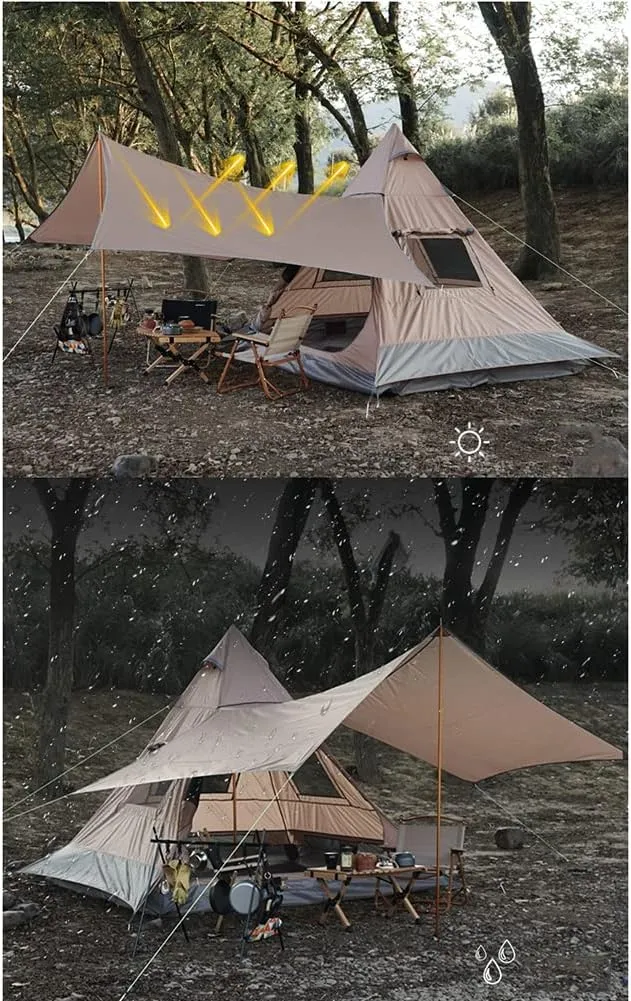 Family Pyramid Tent Teepee Pyramid Tent Teepee Tent Indian Adult for 3-4 People Festival Party Tent Teepee