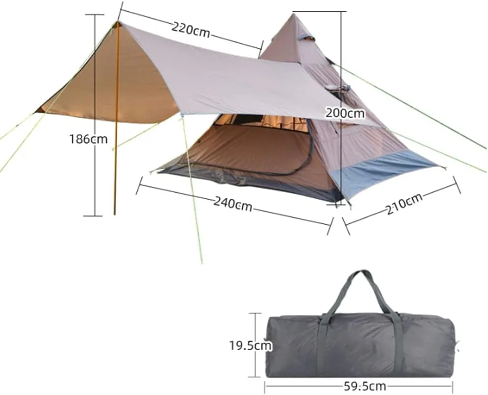 Family Pyramid Tent Teepee Pyramid Tent Teepee Tent Indian Adult for 3-4 People Festival Party Tent Teepee